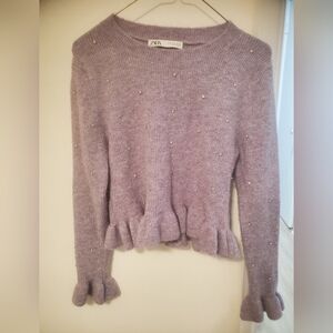 Zara Lilac Sweater with Ruffle Details